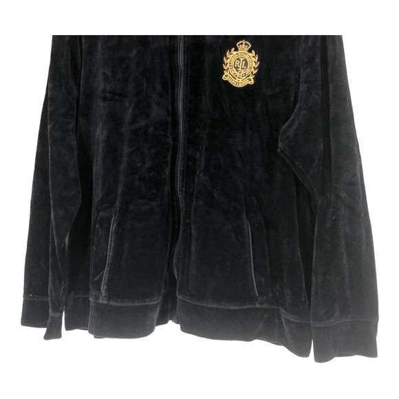 Vintage Lauren Ralph Lauren Full Zip Velour Wind Jacket, Gold Letters, SZ L - Picture 5 of 6